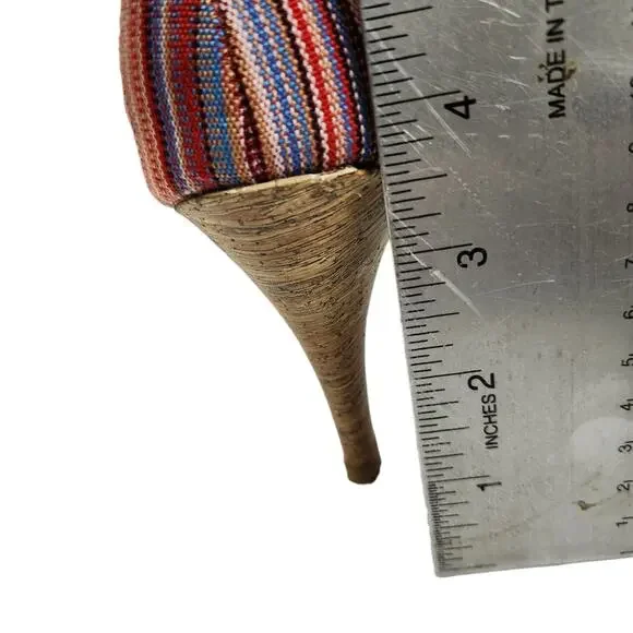 Sam & Libby Pumps Sz 9 Peeptoe Striped Colorful Pump Heels - Picture 11 of 12